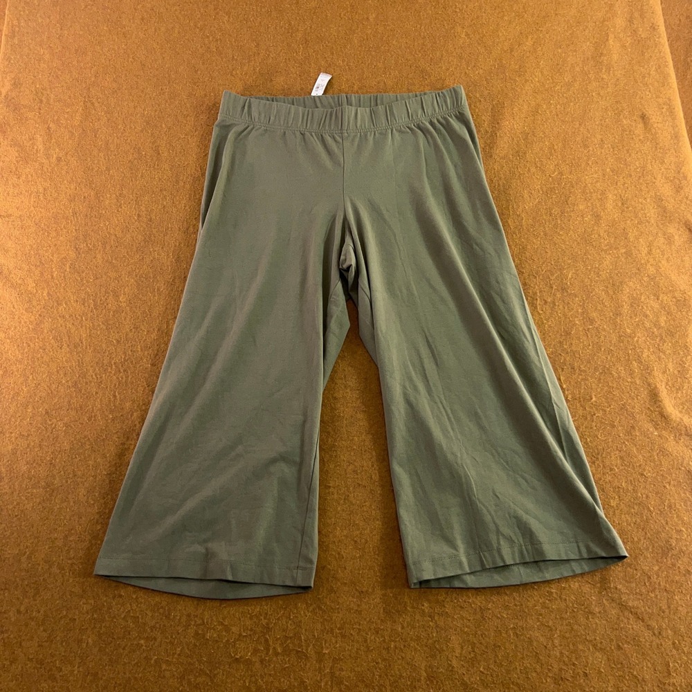 Old Navy Womens XL Petite Green Wide Leg Crop Jersey Pants New